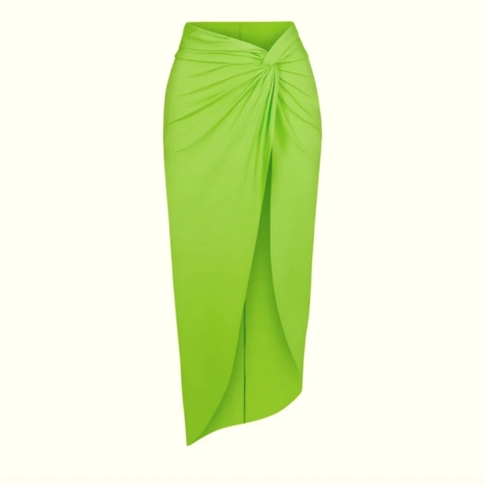 NWT SKIMS RECYCLED SWIM SARONG SKIRT NEON GREEN 4X ASMETRICAL COVER